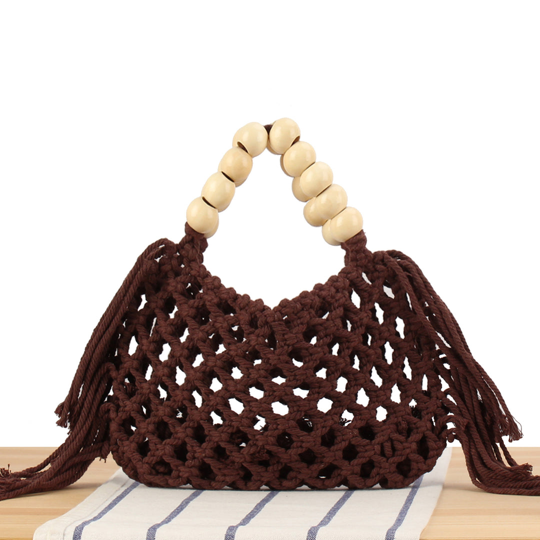 Handmade Macrame Bag with Wooden Handles Kalsten