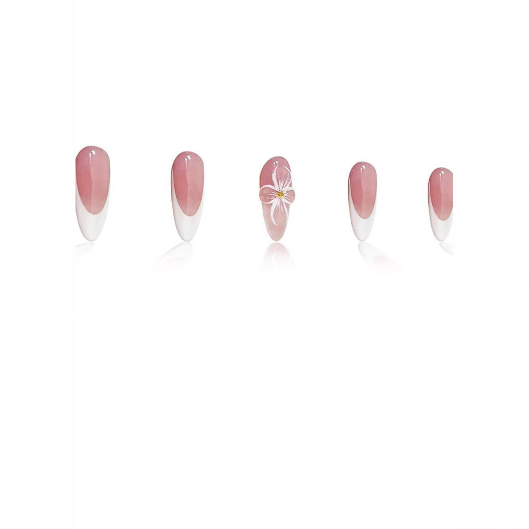 Elegant Floral French Tip Press-On Nails Kalsten