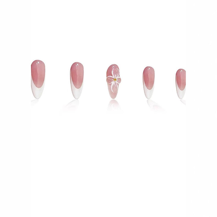 Elegant Floral French Tip Press-On Nails Kalsten