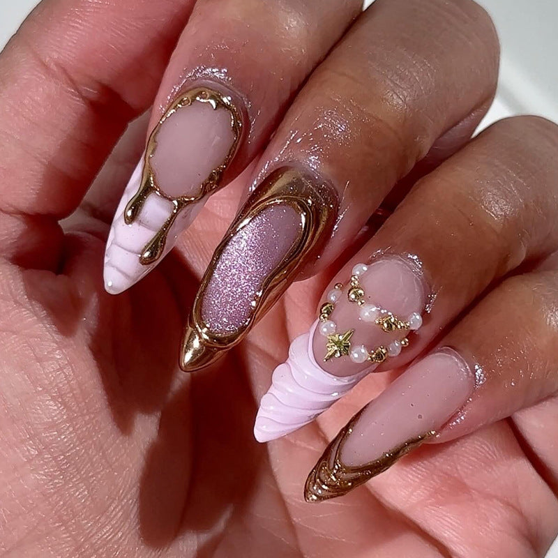 Decorative Press-On Nail Art with Unique Sculpted Designs Kalsten