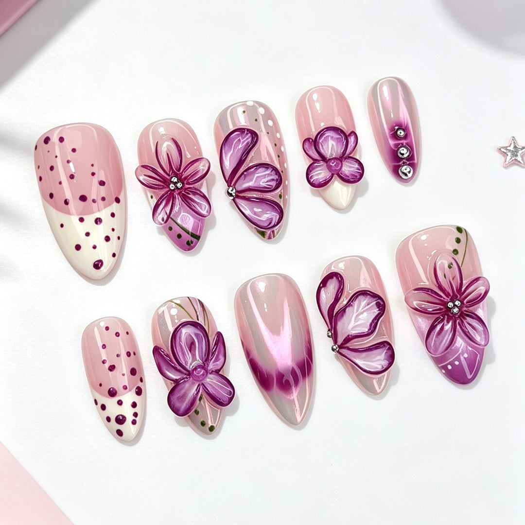 Glamorous Floral Press-On Nail Set