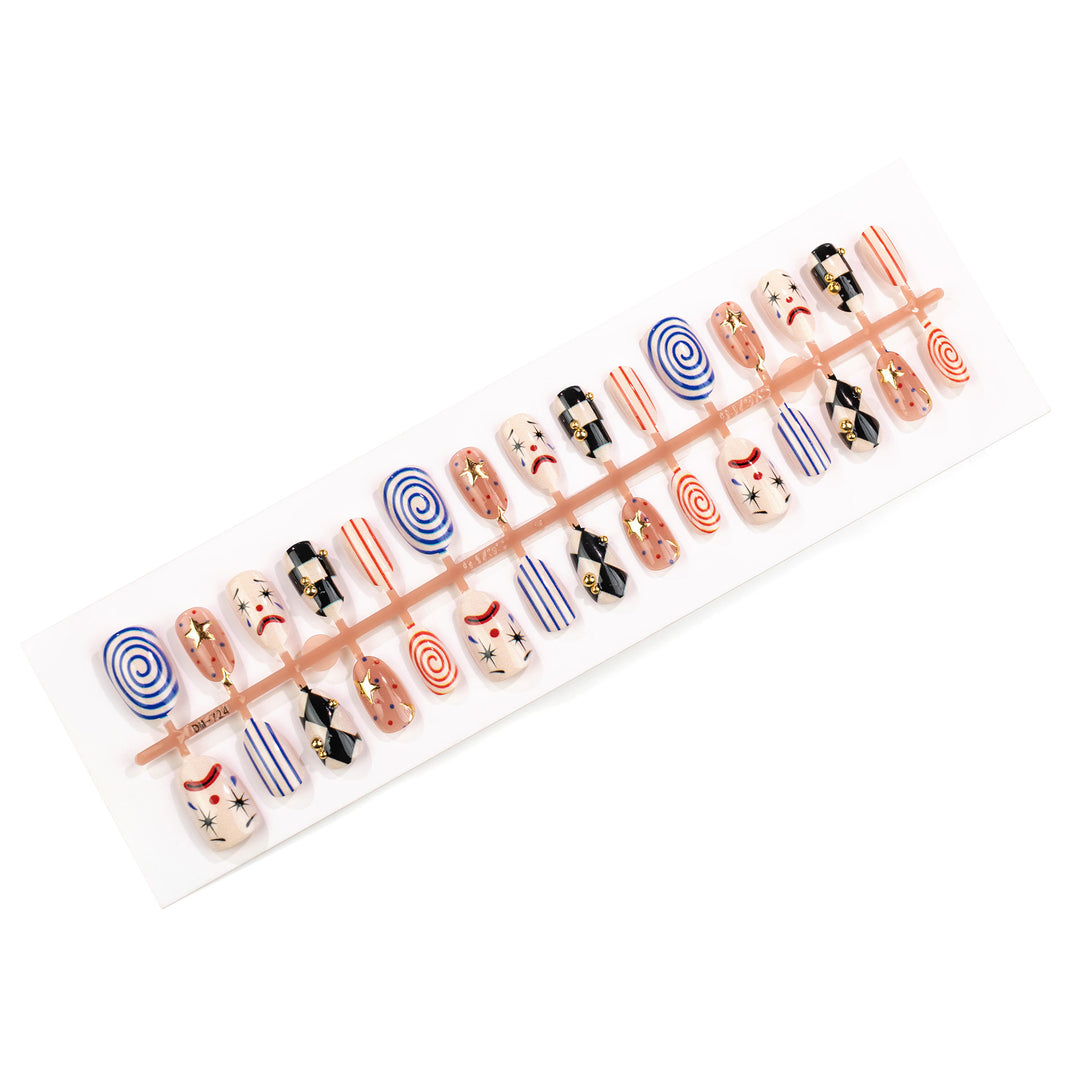 Artistic Clown-Inspired Press-On Nail Art Set Kalsten