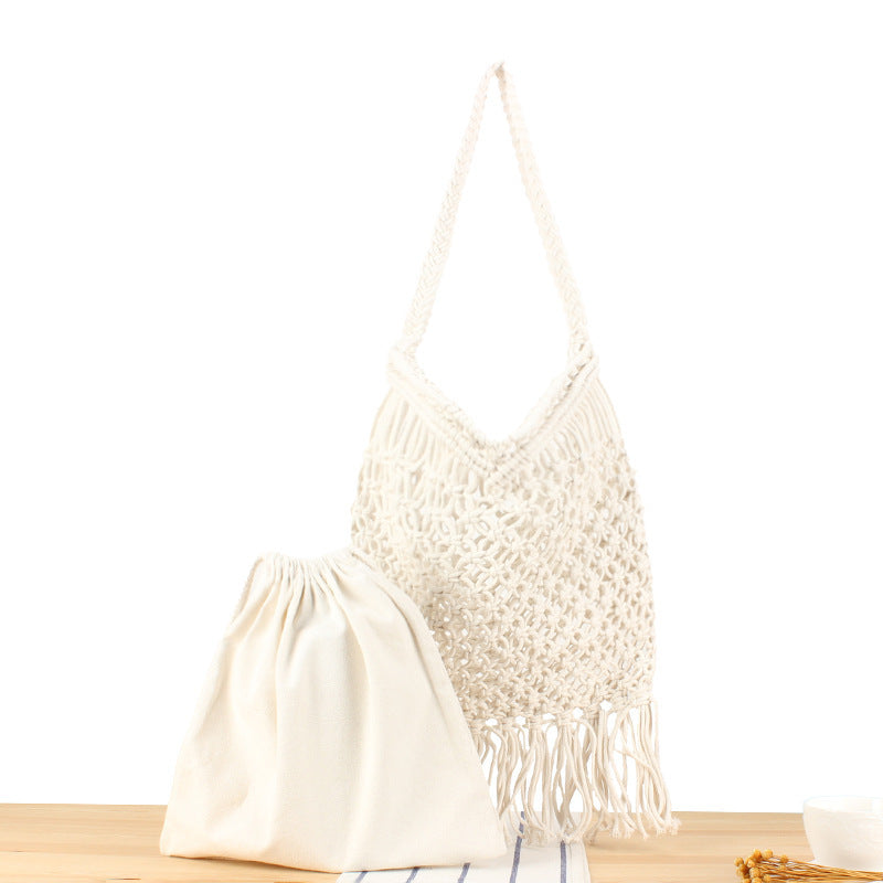Macramé Crossbody Bag with Fringes Kalsten