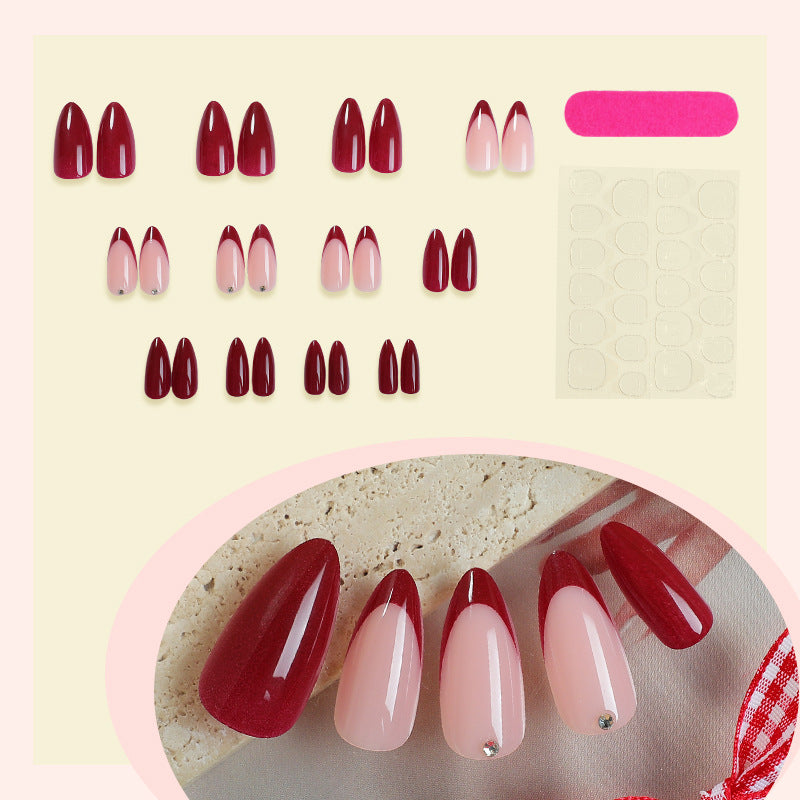 Premium Nail Art Press-On Set with Classic French Tip and Glitter Accents Kalsten