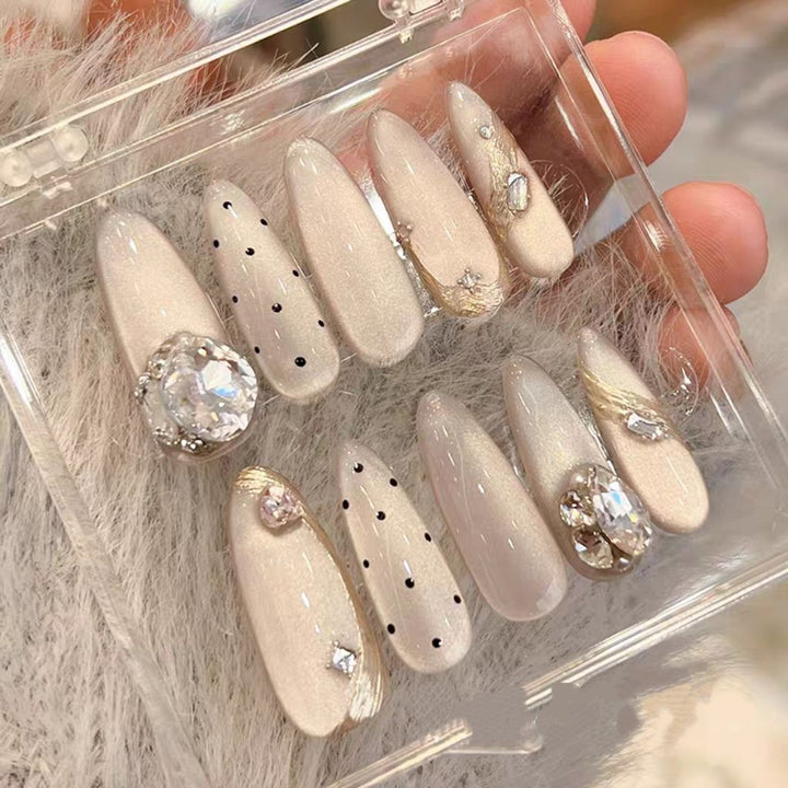 Decorative Stiletto Nail Art Extensions with Rhinestone Accents