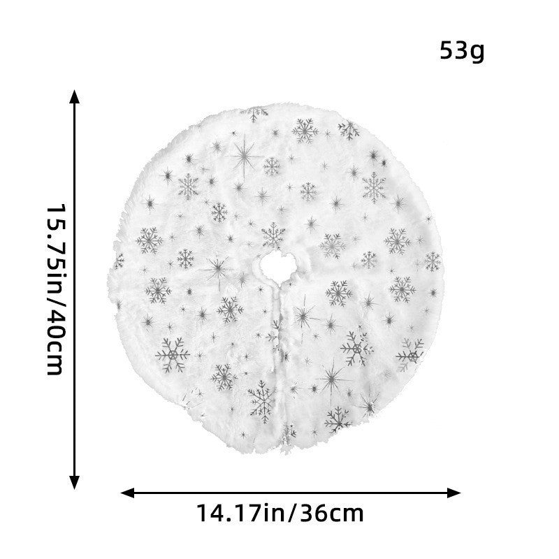 Plush Round Faux Fur Christmas Tree Skirt With Gold Star Print And Center Slit Closure