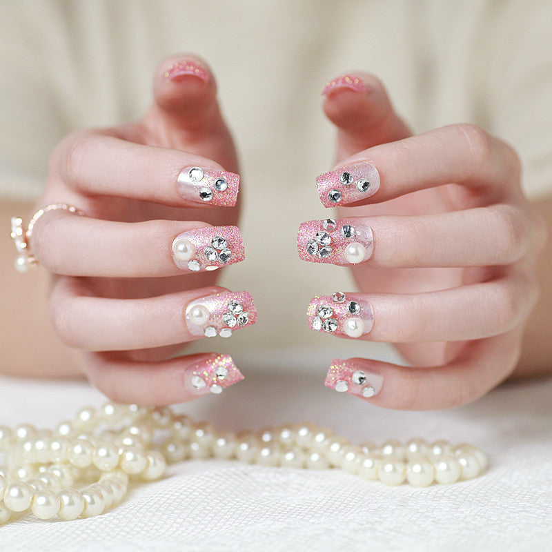 Decorative Gemstone and Bow Press-On Nail Set