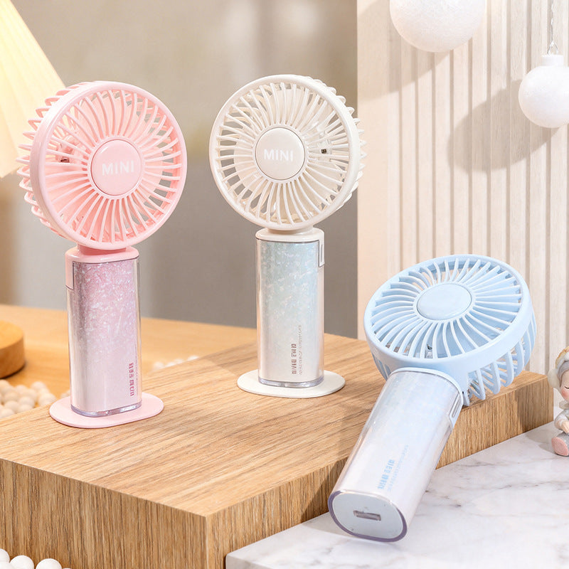 Ladies USB rechargeable mini handheld fan with adjustable tilt head and removable stand Kalsten