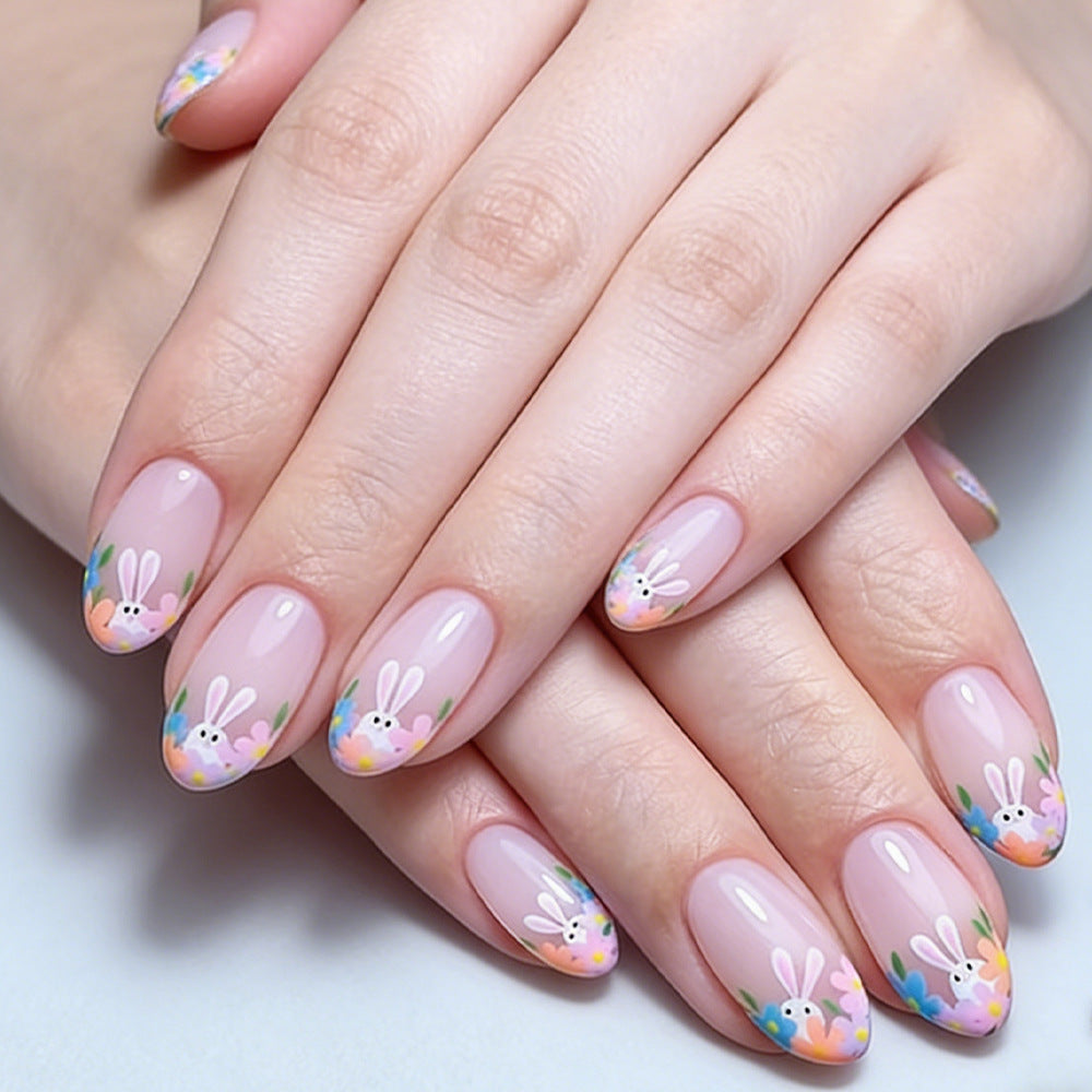 Artistic Floral Bunny Press-On Nails Kalsten