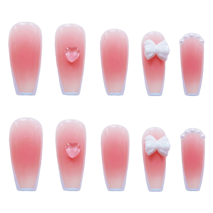 Floral Bow-Embellished Press-On Nail Set