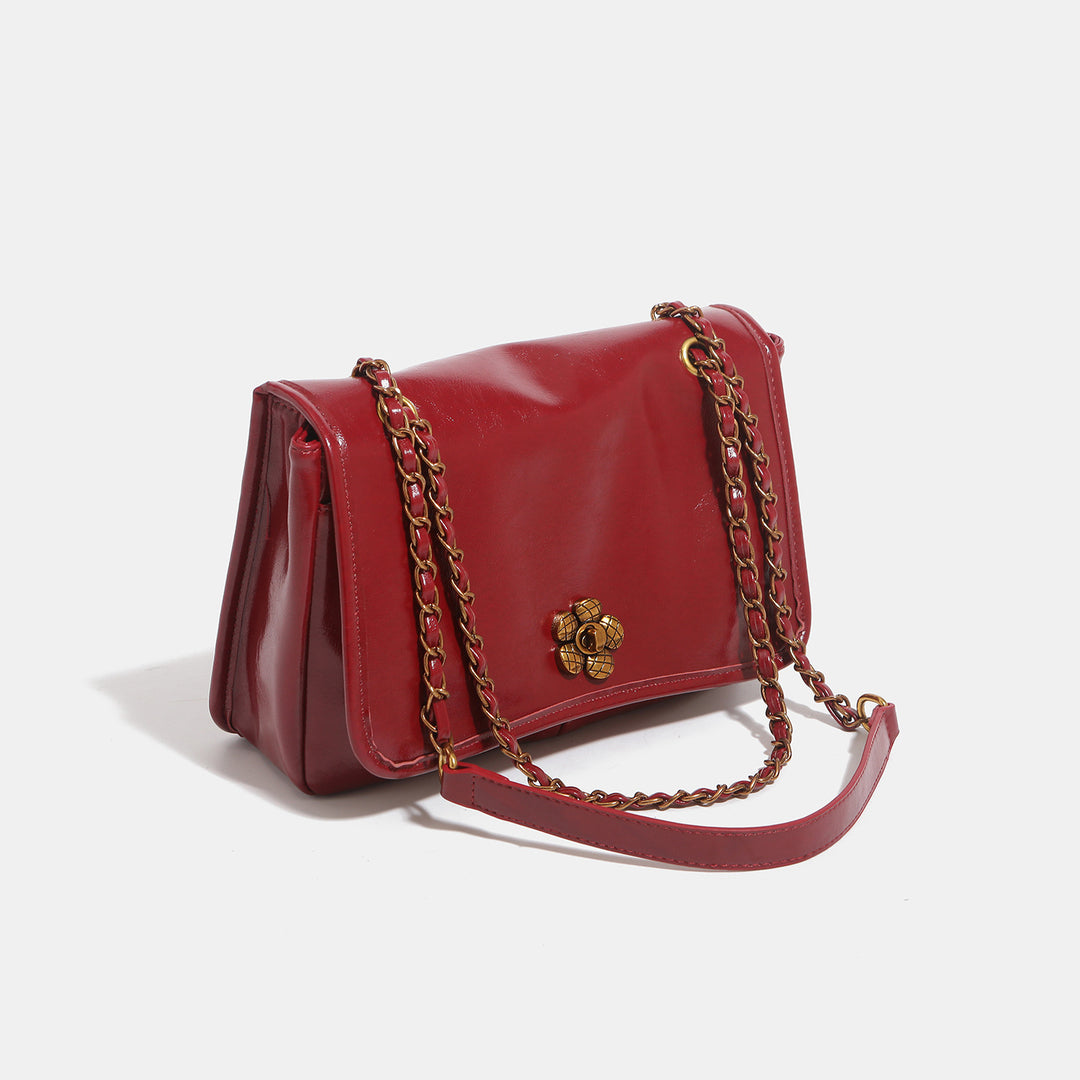 Elegant Flower-Accent Shoulder Bag