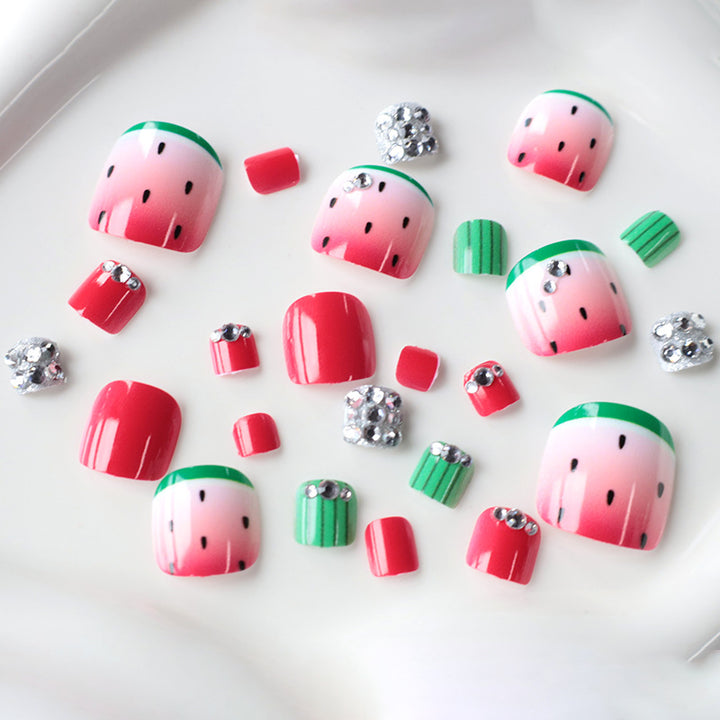 Playful Watermelon-Themed Nail Art Kalsten