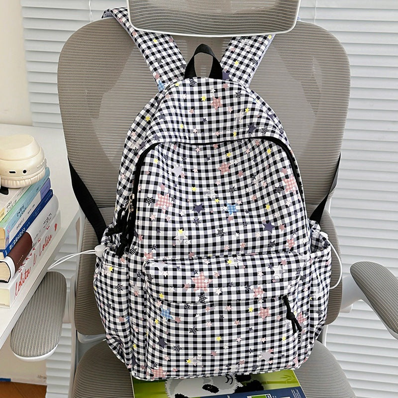 Stylish Checked Star-Patterned Backpack Kalsten