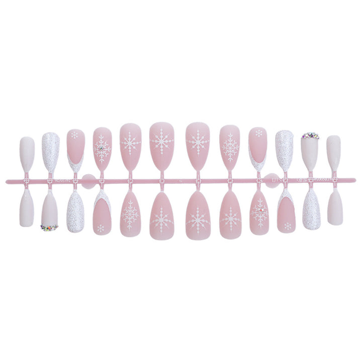 Elegant Press-On Nail Set with Winter Snowflake Designs Kalsten