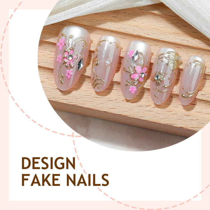 Glittering artificial nails with floral design Kalsten