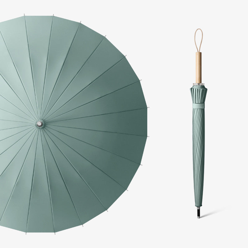 Women's elegant folding umbrella with ergonomic wooden handle and wind-resistant structure Kalsten