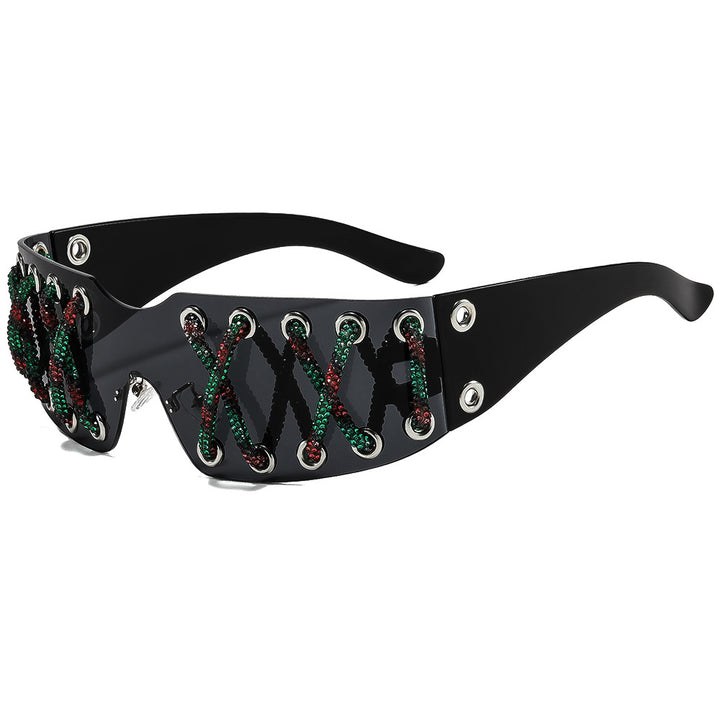 Women futuristic design sunglasses with unique decor Kalsten