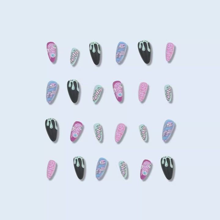 Artistic Horror-Themed Stiletto Press-On Nails Kalsten