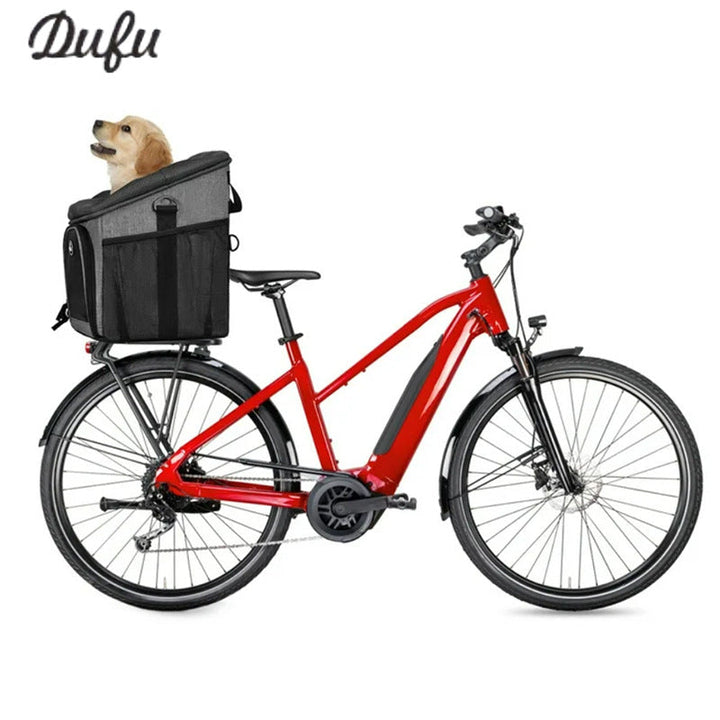 collapsible pet bicycle carrier basket with padded interior safety leash and quick-release mount Kalsten