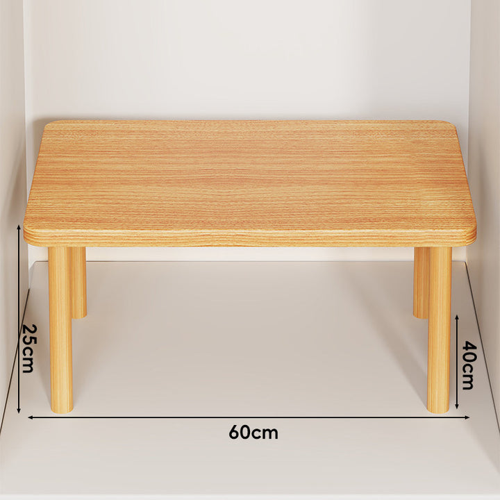 Height-Adjustable Rectangular Wooden Riser Table with Detachable Round Legs