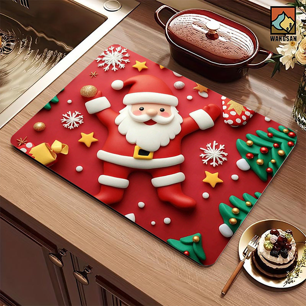 Festive Christmas-Themed Kitchen Mat