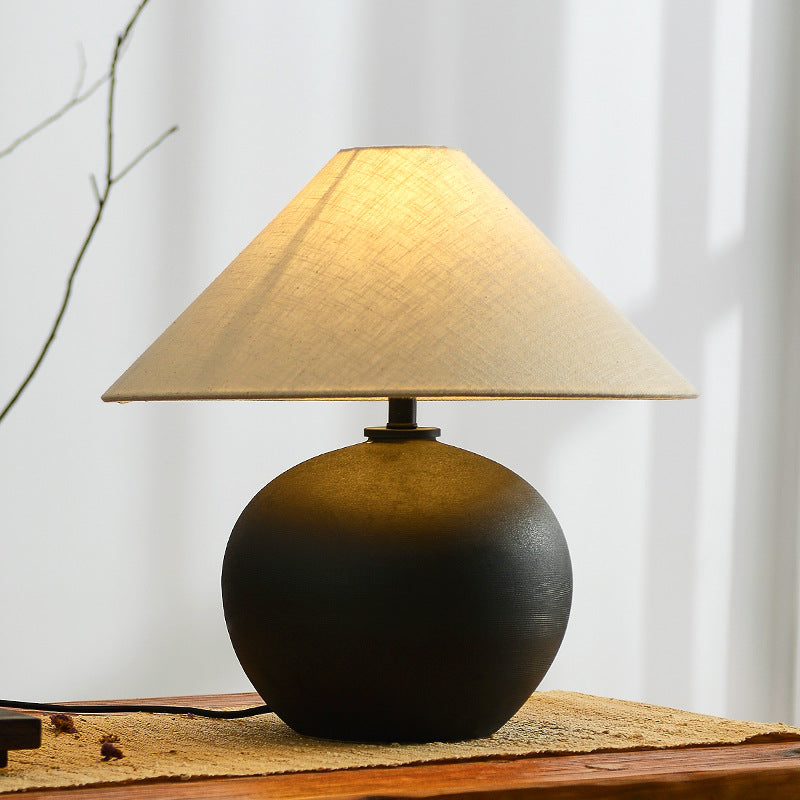 Elegant Table Lamp with Textured Ceramic Base