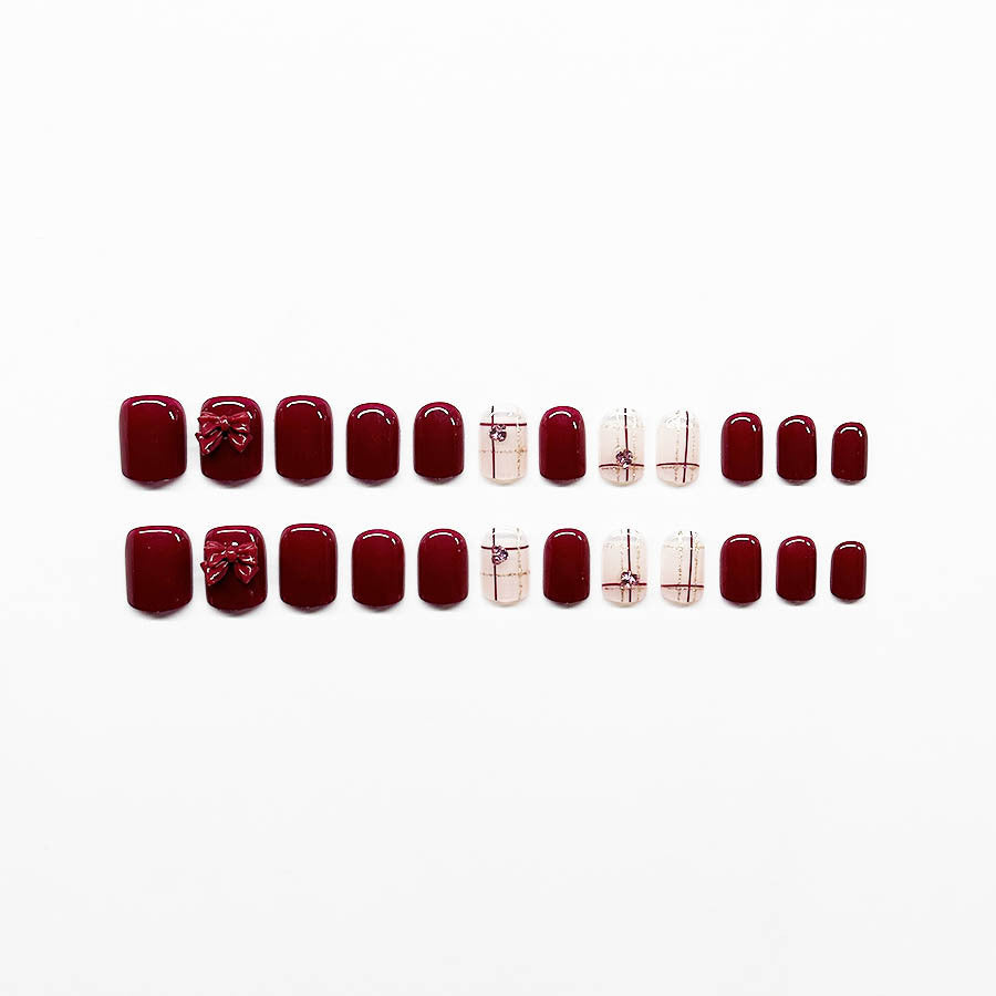 Decorative Press-On Nail Art Extensions with Bow Accents Kalsten