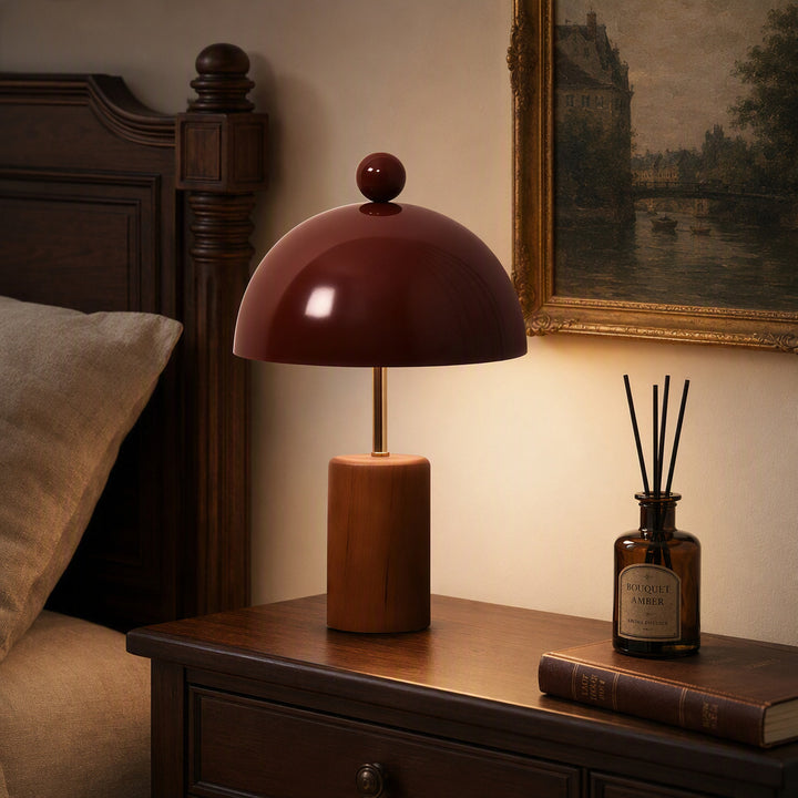 Sculptural Table Lamp with Wooden Base