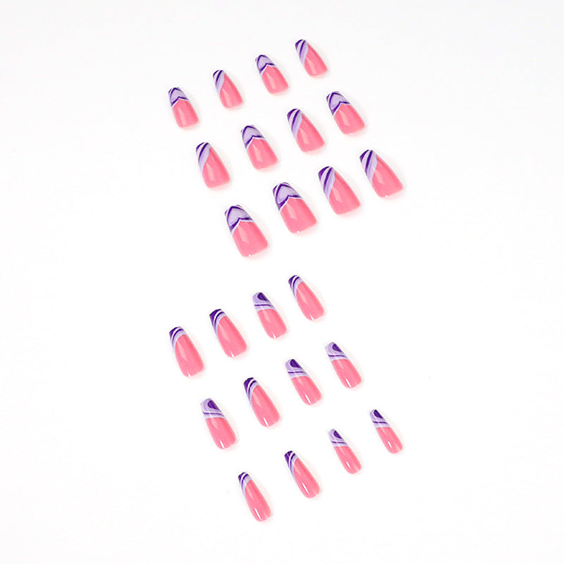 Artistic acrylic nails with creative heart and wave patterns Kalsten