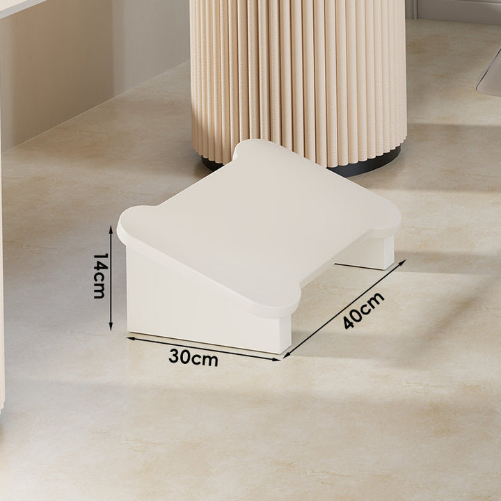 Low Wooden Step Stool with Non-Slip Strips and Curved Ergonomic Top