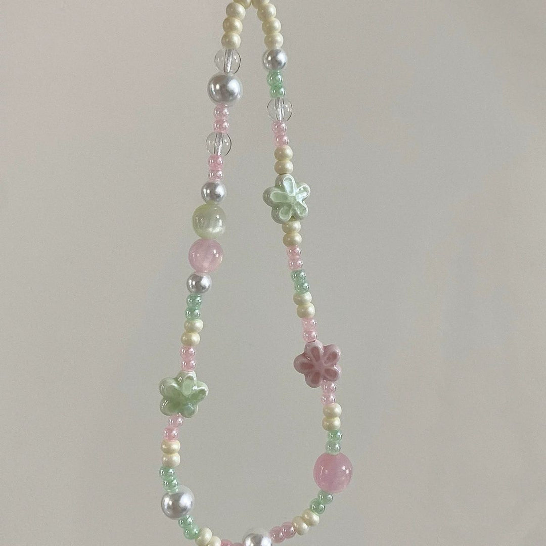 Flower-Embellished Beaded Necklace Kalsten
