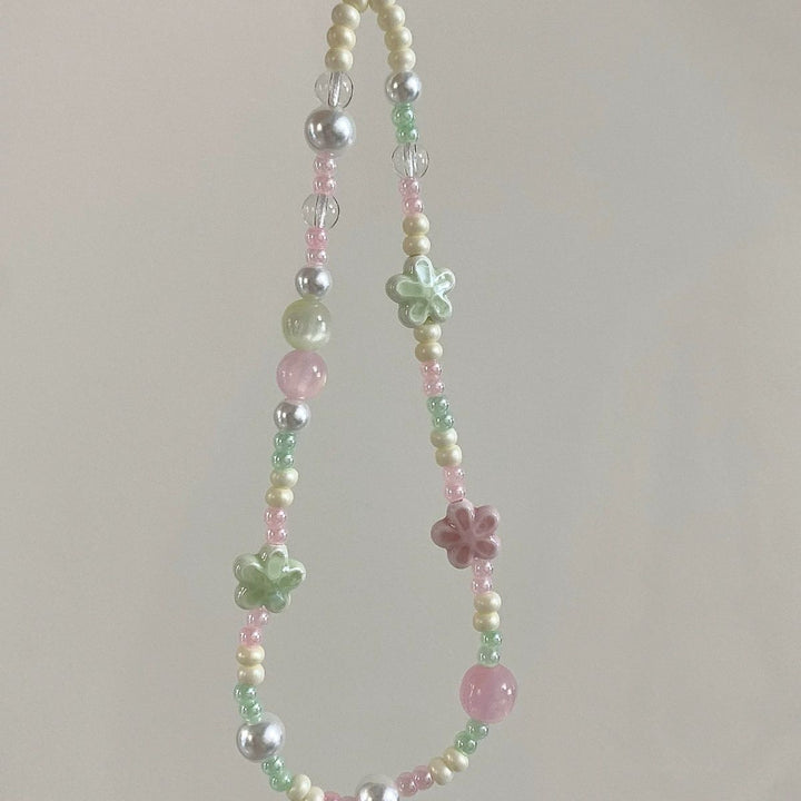 Flower-Embellished Beaded Necklace Kalsten