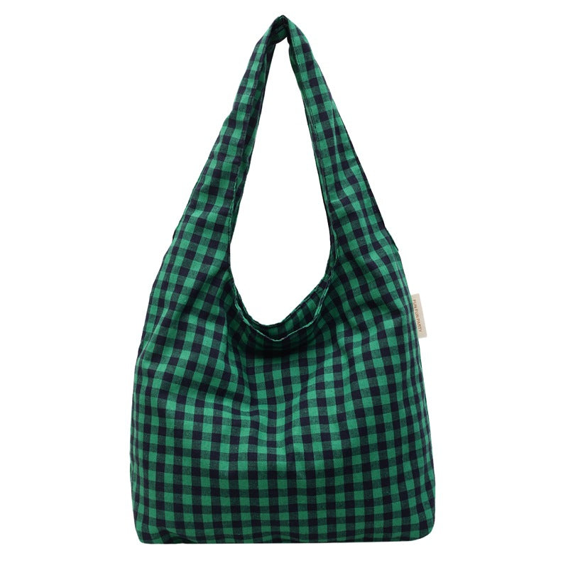 Gingham Patterned Hobo Bag