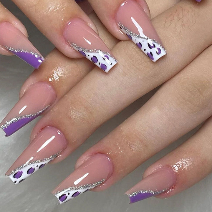 Artistic Press-On Nail Set with Sparkling Tips and Unique Patterns Kalsten