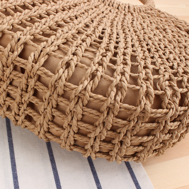 Handbag Made of Handwoven Wicker with Elegant Round Handle Kalsten