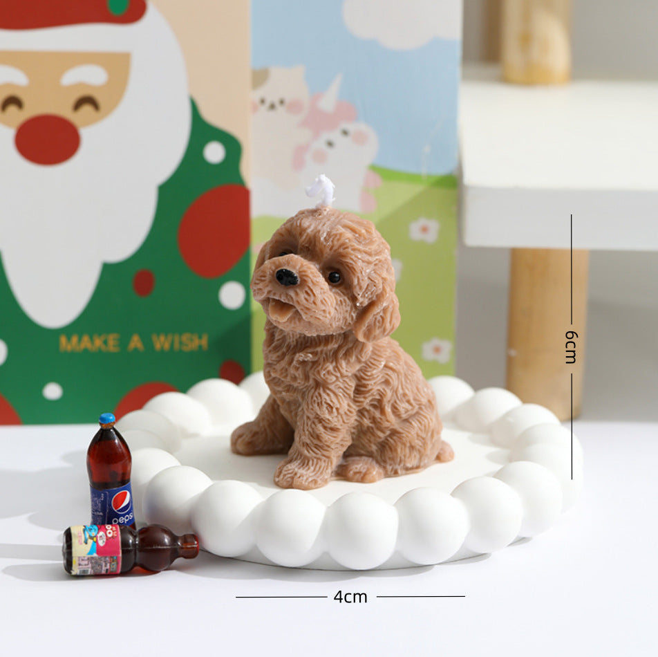 Mini Realistic Puppy Sculptural Scented Candle with Textured Fur