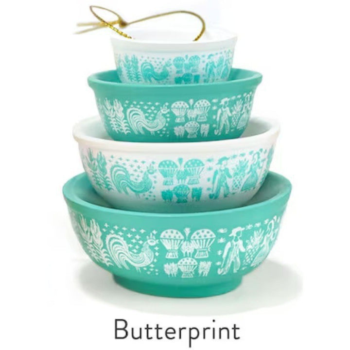 Stackable Ceramic Nesting Bowl Set With Folk Bird Motif And Glossy Glazed Finish