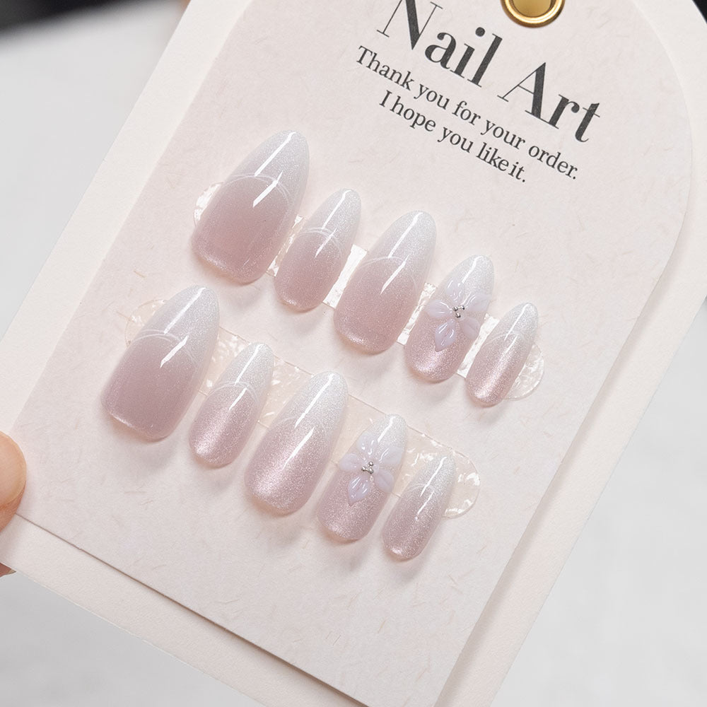 Floral-Embellished Stiletto Press-On Nails