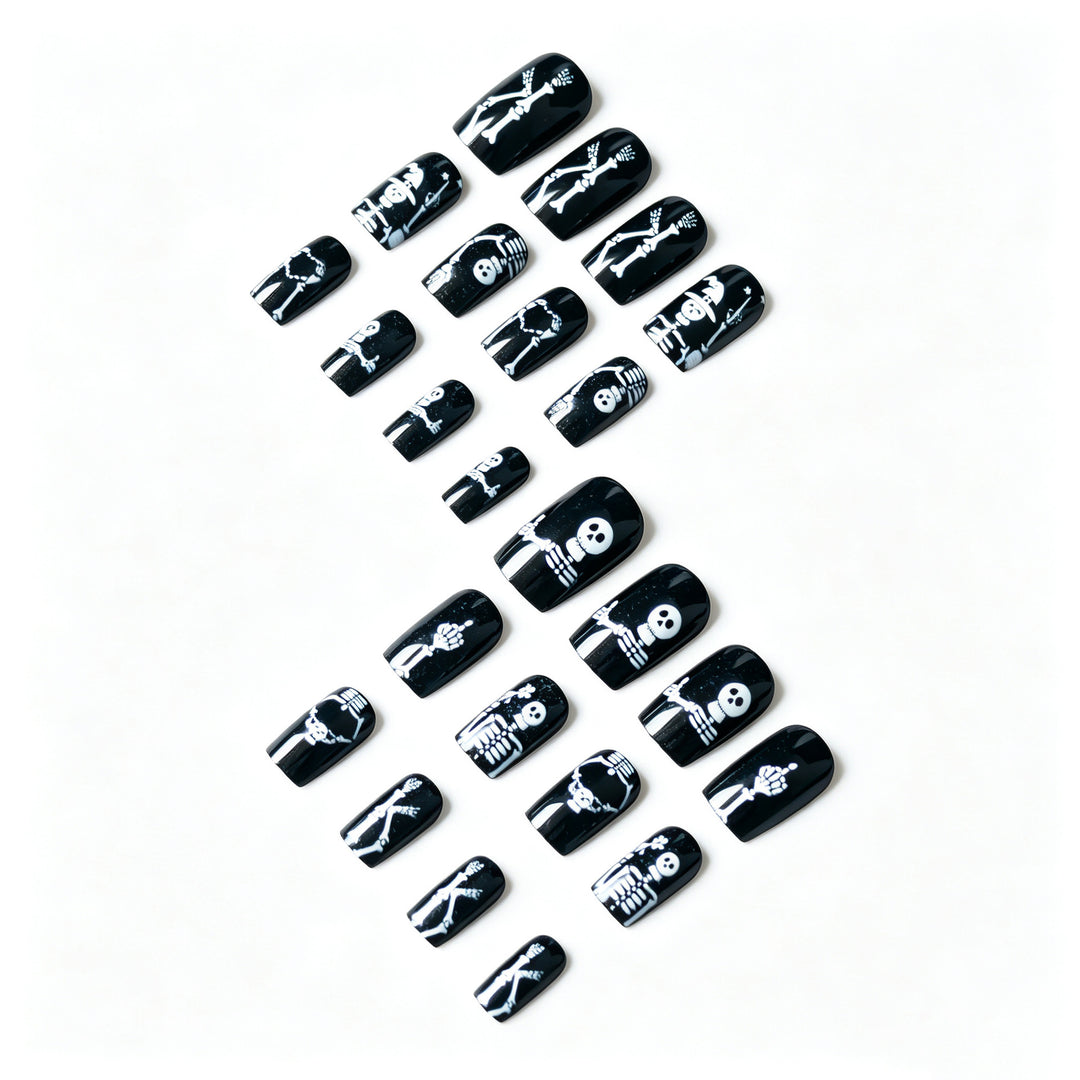 Halloween-Themed Skeleton Nail Art Set