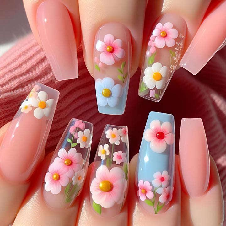 Floral Art Acrylic Nail Tips Kalsten