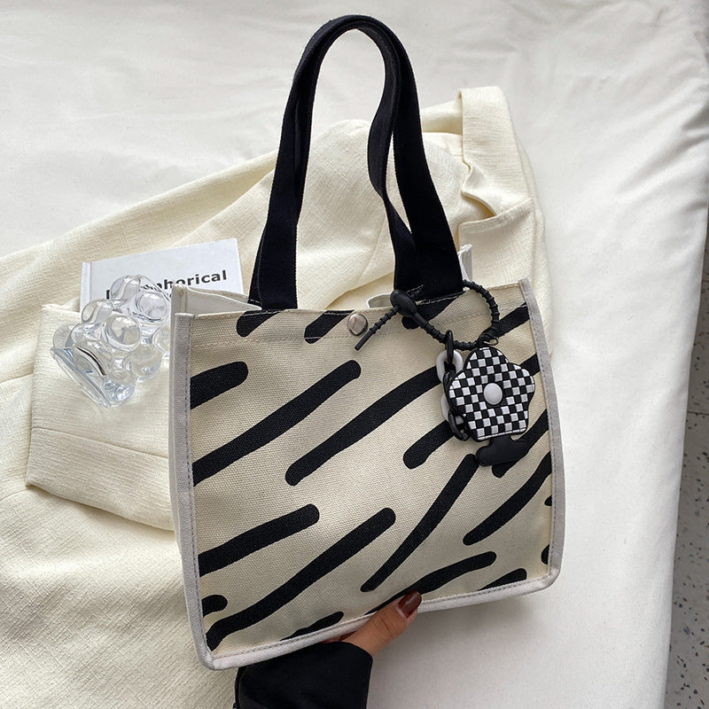 Modern Geometric Print Canvas Tote Bag