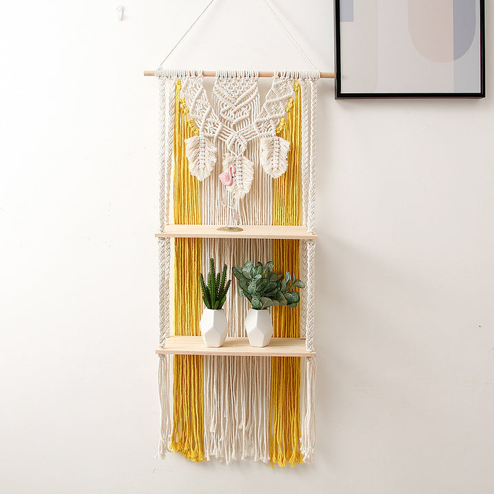 Macramé Wall Decor with Shelving Kalsten