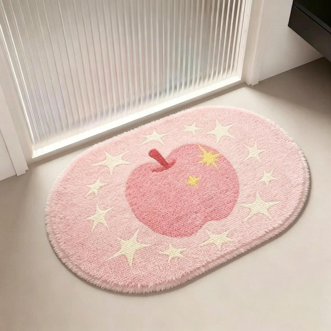 Playful Apple-Themed Plush Area Rug