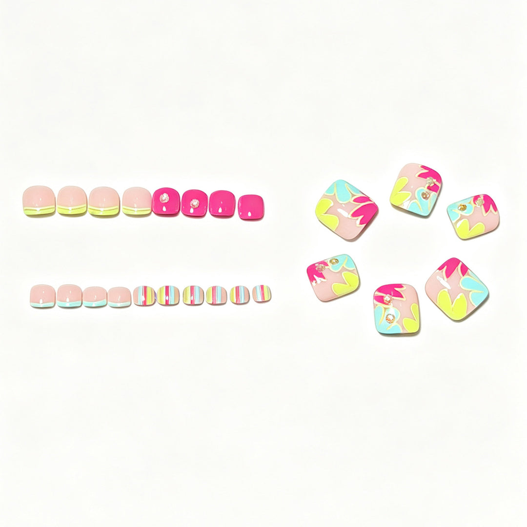 Vibrant Floral Design Press-On Nail Art Kalsten