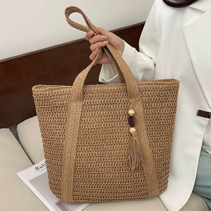 Macrame Tote with Woven Design Kalsten