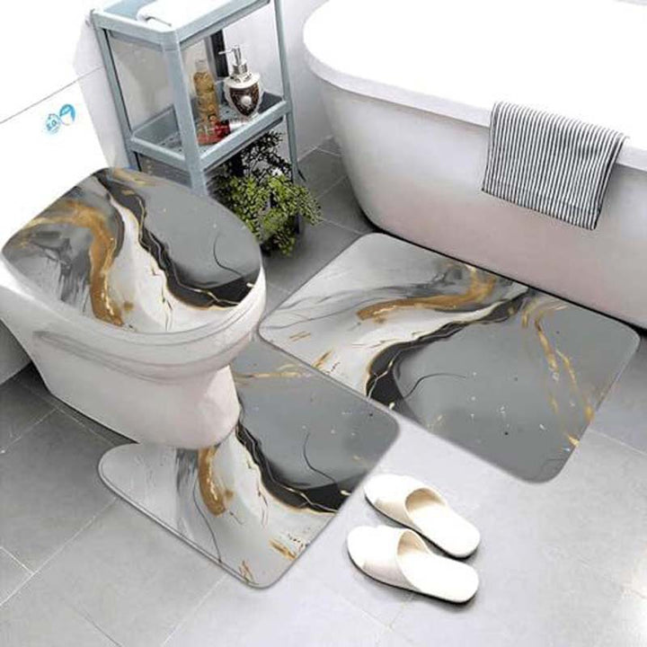 Geometric Pattern Bathroom Mat Set