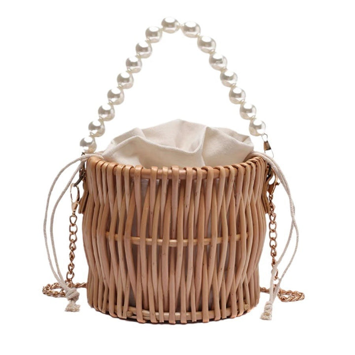 Women’s handbag with elegant pearl handle and braided design Kalsten