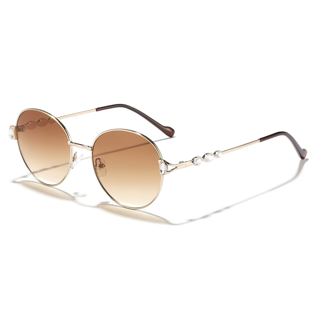 Women round sunglasses with elegant metal frame and mirrored lenses Kalsten