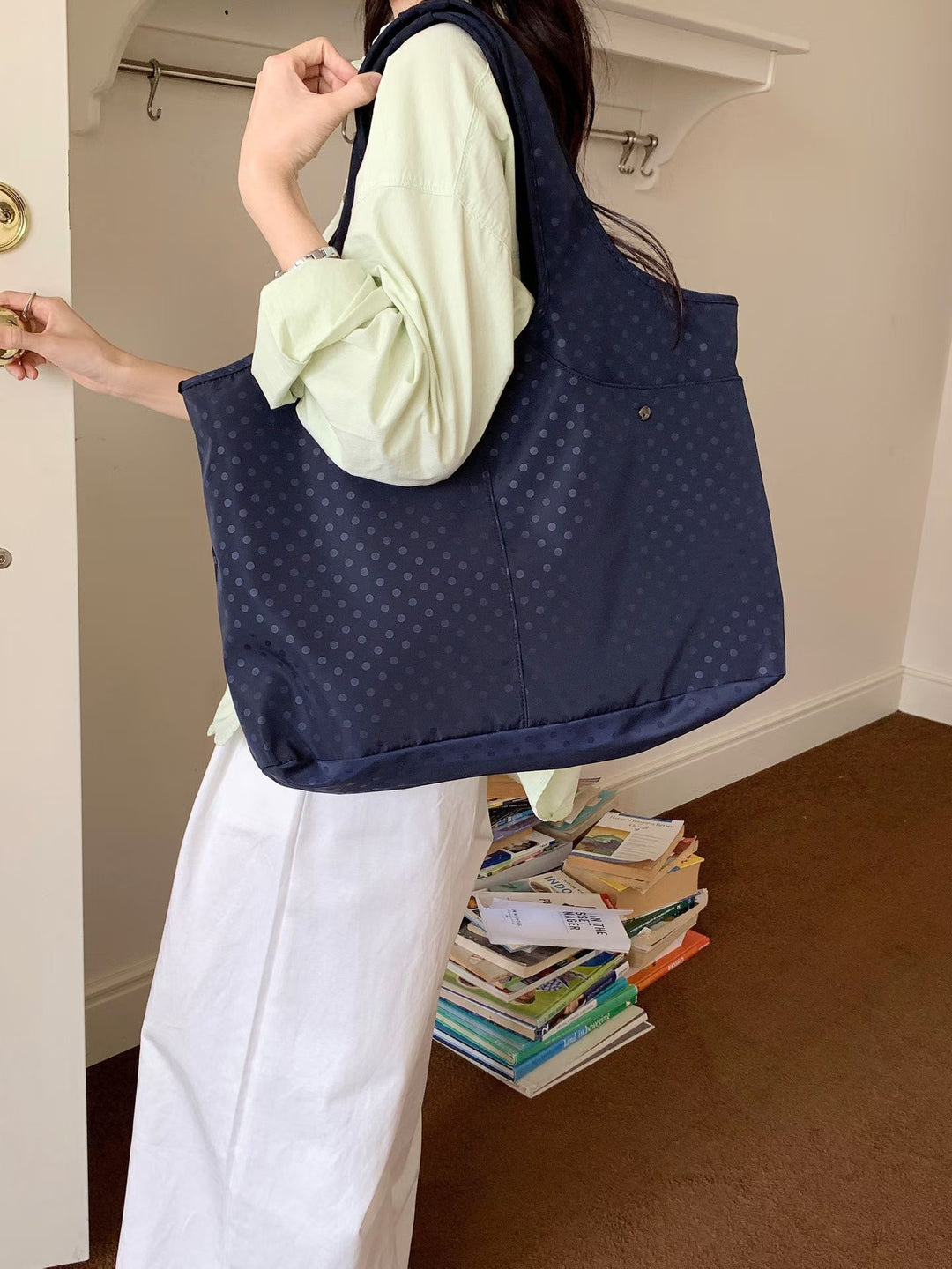 Spacious Polka Dot Shoulder Bag