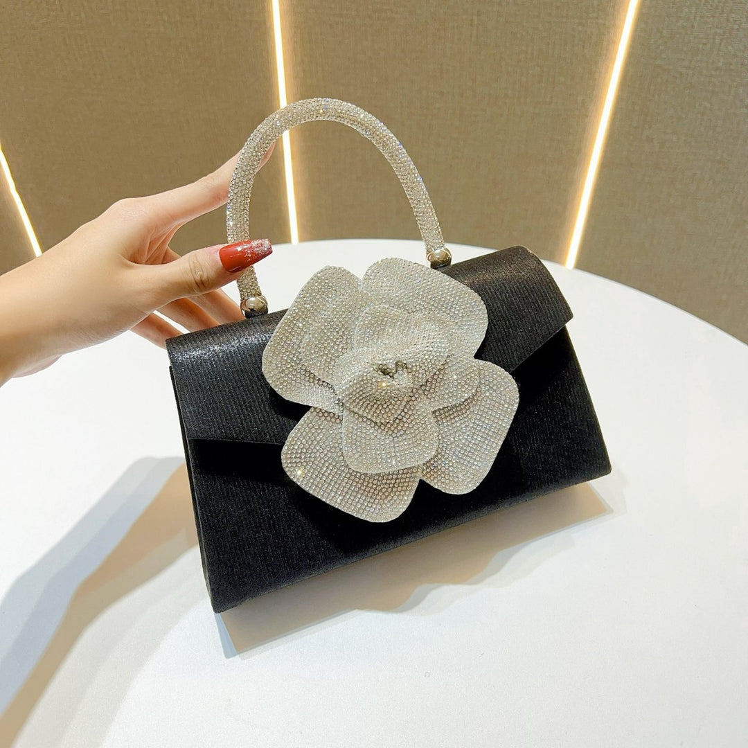 Glamorous Floral-Embellished Evening Handbag